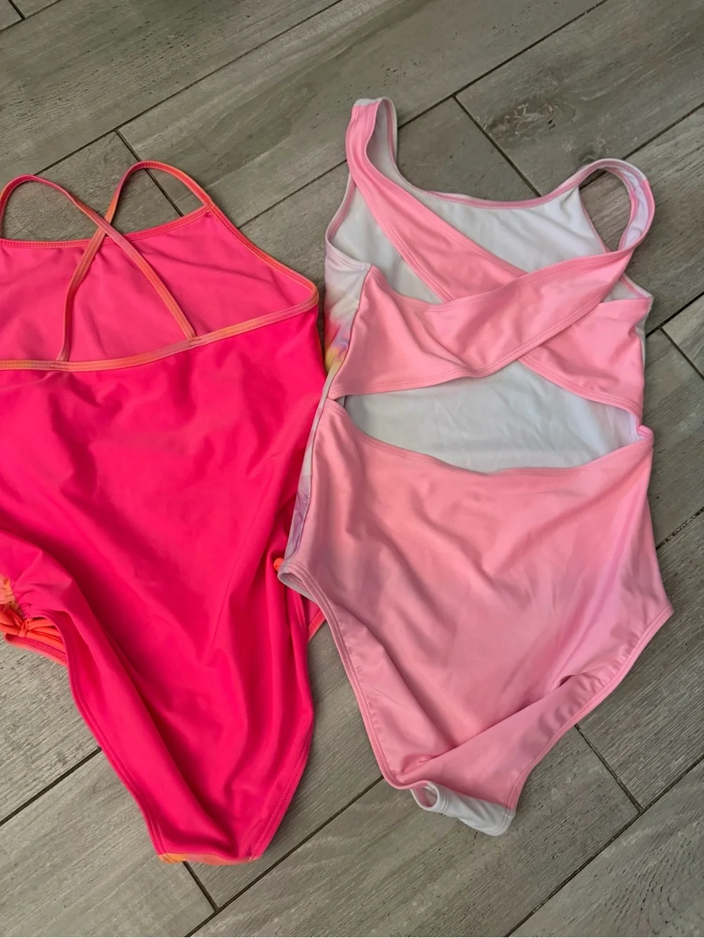 wonder nation Neon Coral/Pink 'GRL PWR' & Pastel Unicorn One-Piece Swim Set